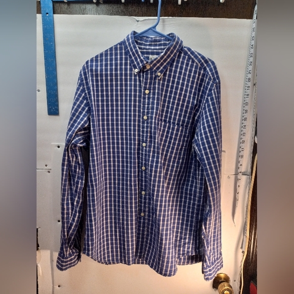 J.Crew Plaid Sunwashed Oxford Tailored Large Blue Business Casual Shirt Office - Picture 14 of 16